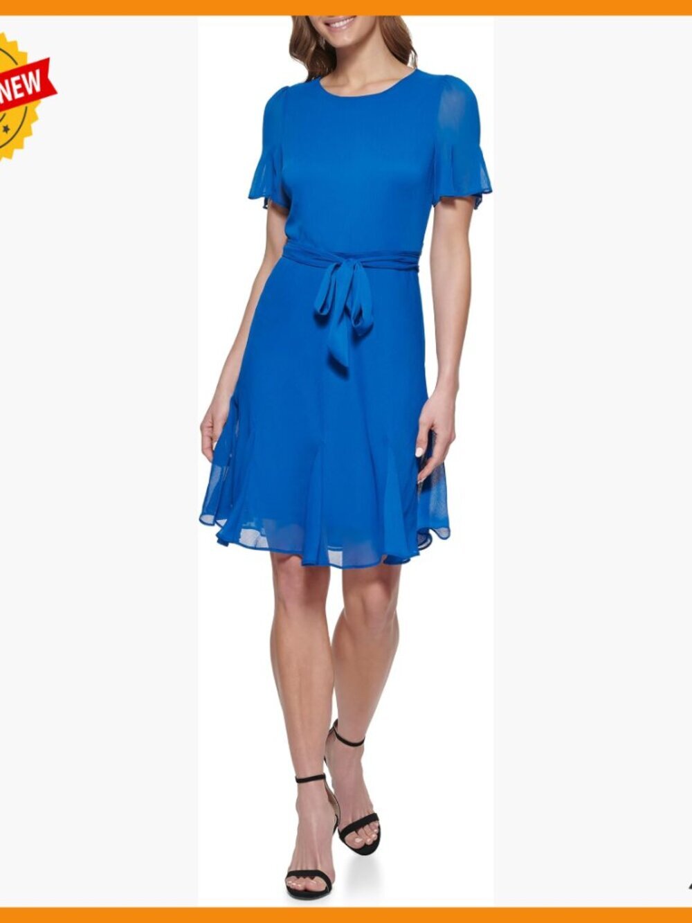 Double Ruffle Sleeve Fit and Flare Dress, Travel Ready, Year Round Wear